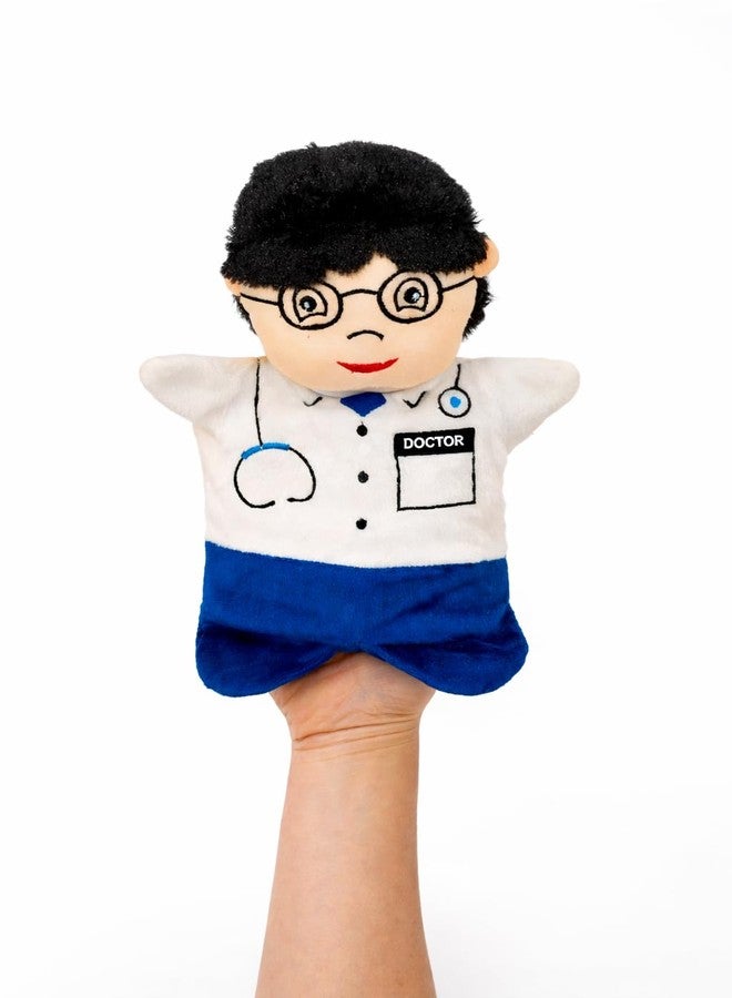 SHOPMEFAST Community Helpers Hand Puppets for Kids, Career Professionals Plush Toy Set, 6 Pack with Army, Doctor, Fireman, Teacher, Policeman, Postman Characters (Doctor Handpuppet) - Image 1